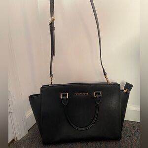 Michael Kors Marilyn Medium Saffiano Leather Satchel Black